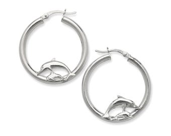 Dolphin 925 Sterling Silver Hoops, Minimalist Earrings