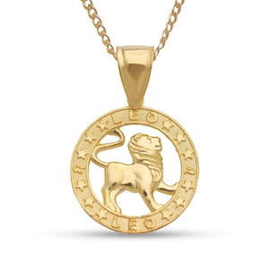 14k Gold on 925 Sterling Silver Zodiac Coin Necklace, Zodiac Sign Pendant Necklace, Astrology Jewelry, Birthday Gift