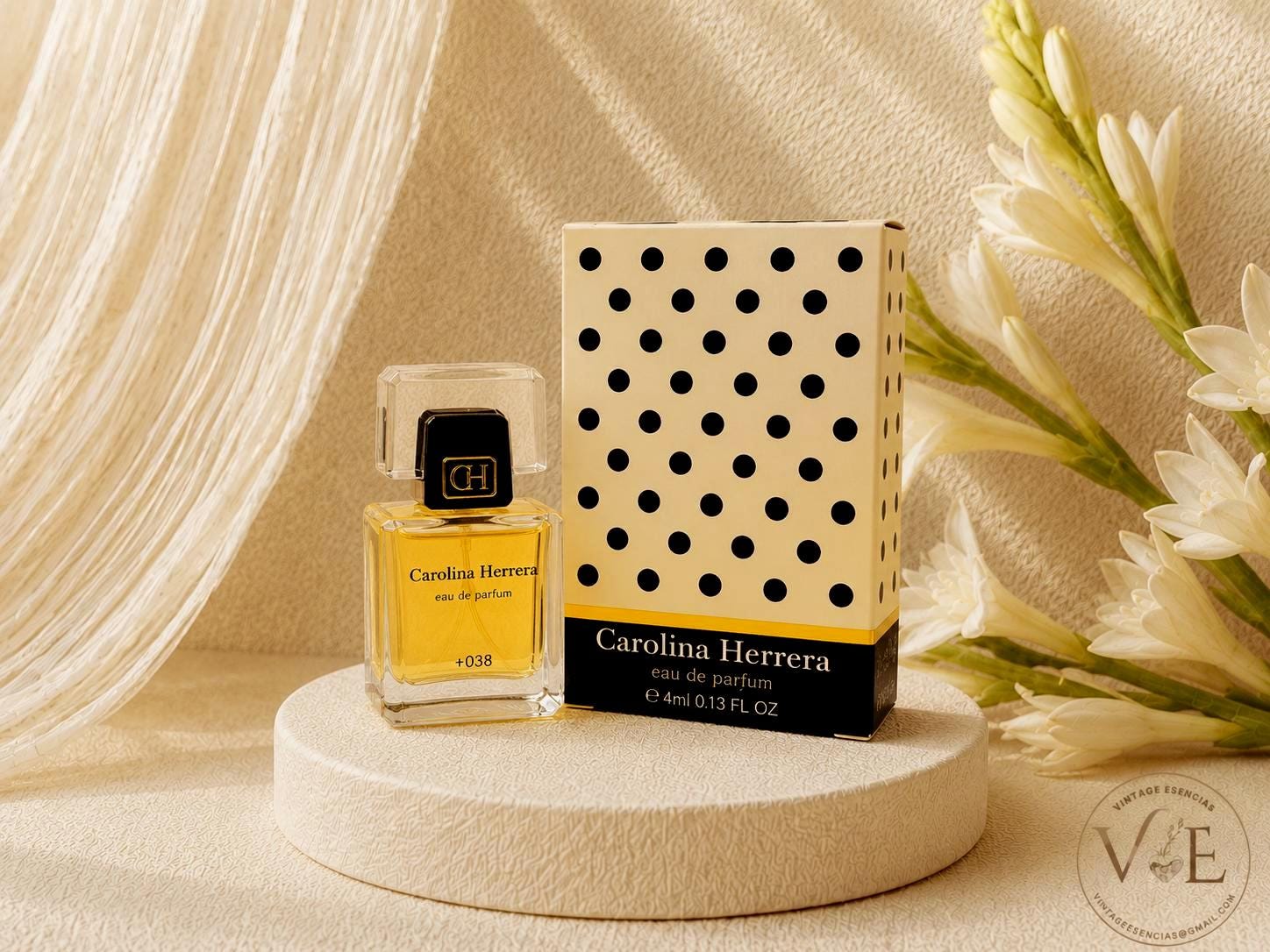 Vintage Carolina Herrera Miniature Eau De Parfum (4ml, 1988, in Box)