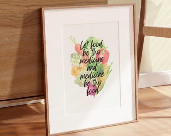 Healthy Eating Quote Print Plant Based Graphic Poster Aesthetic Living Room Art Wall Kitchen Decor Printable Vegan Art Digital Download