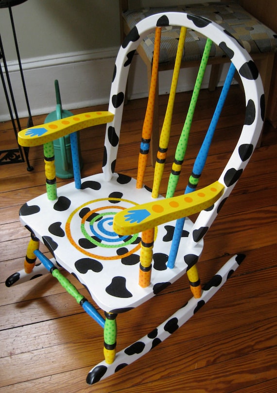 Handpainted Wooden Rocking Chair