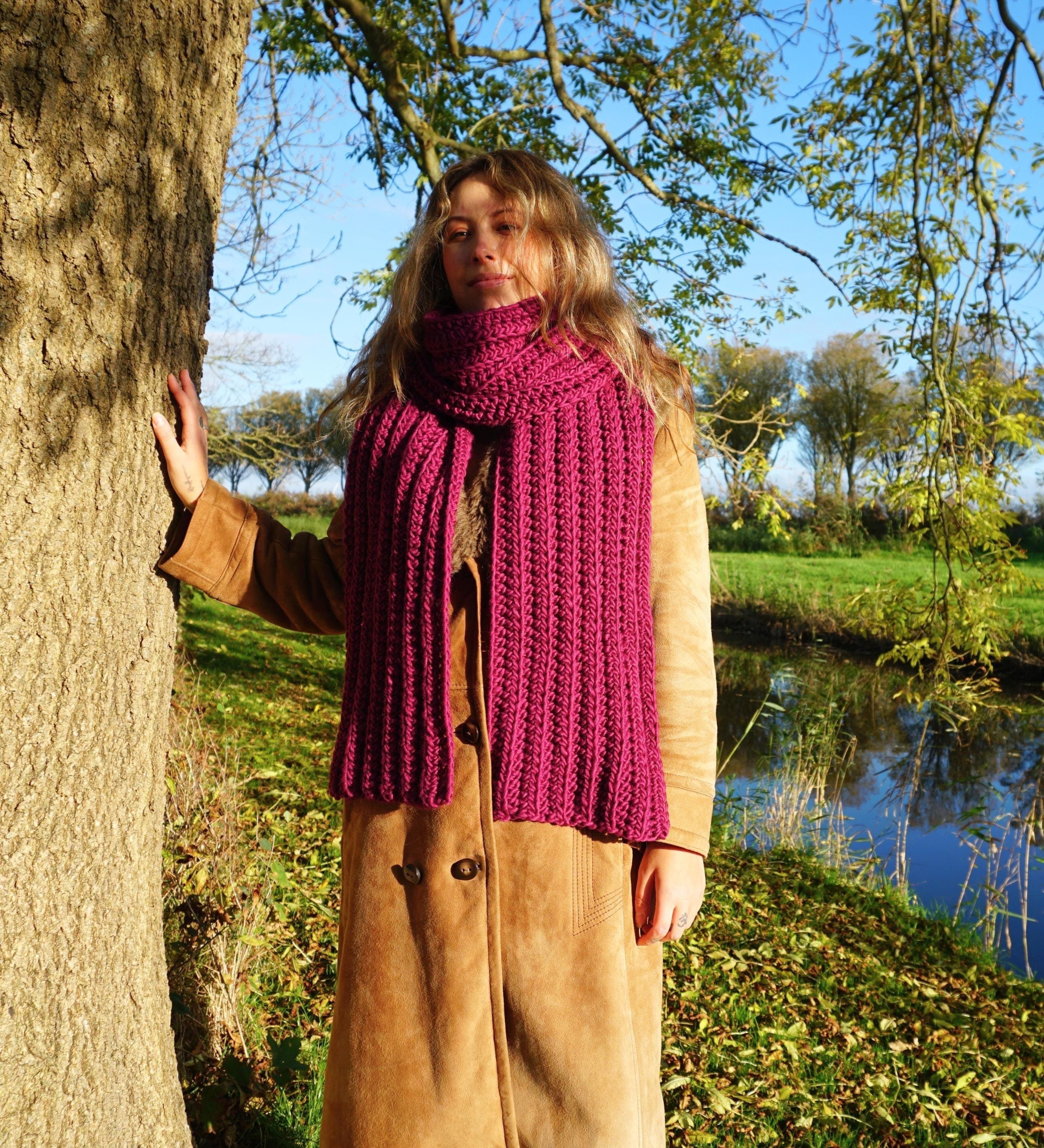 Chunky wool scarf, oversized wool scarf, crochet chunky scarf, crochet scarf handmade
