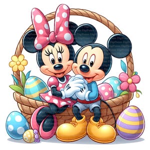 5 Mickey & Minnie Maus feiern Ostern Clipart, Digitaler Download, JPGs Dateien, sofortiger Download, Druckvorlage