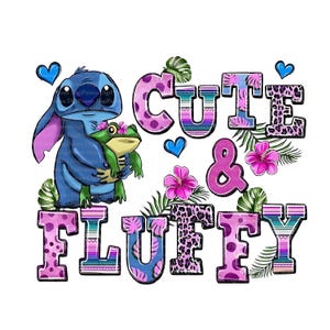 Cute & Fluffy Stitch, Digitaler Download, ohne Hintergrund, Transparente PNG, sofortiger Download, Druckvorlage