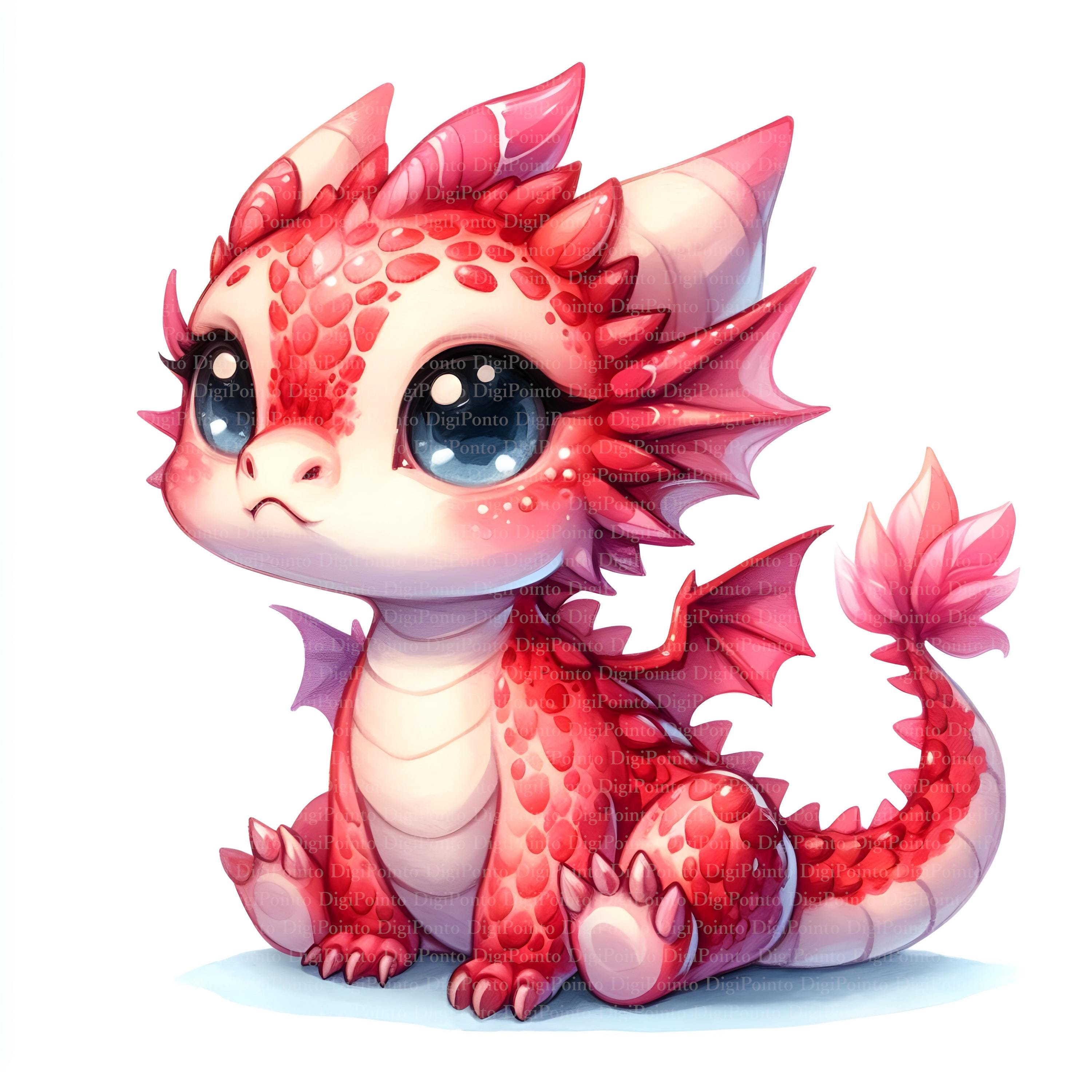 4 Cute Baby Dragon, Digital Download, No Background, Transparent PNG, Instant Download, Printable