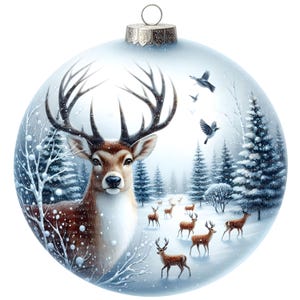 7 Christbaumschmuck Reh Weihnachten Clipart, Digitaler Download, JPGs Dateien, sofortiger Download, Druckvorlage