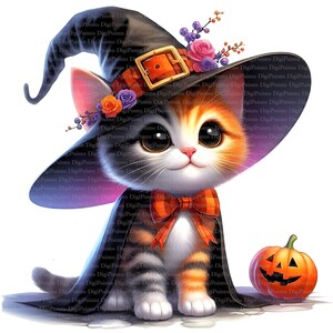 Süßes Kätzchen Halloween Clipart, Digitaler Download, JPGs Dateien, sofortiger Download, Druckvorlage