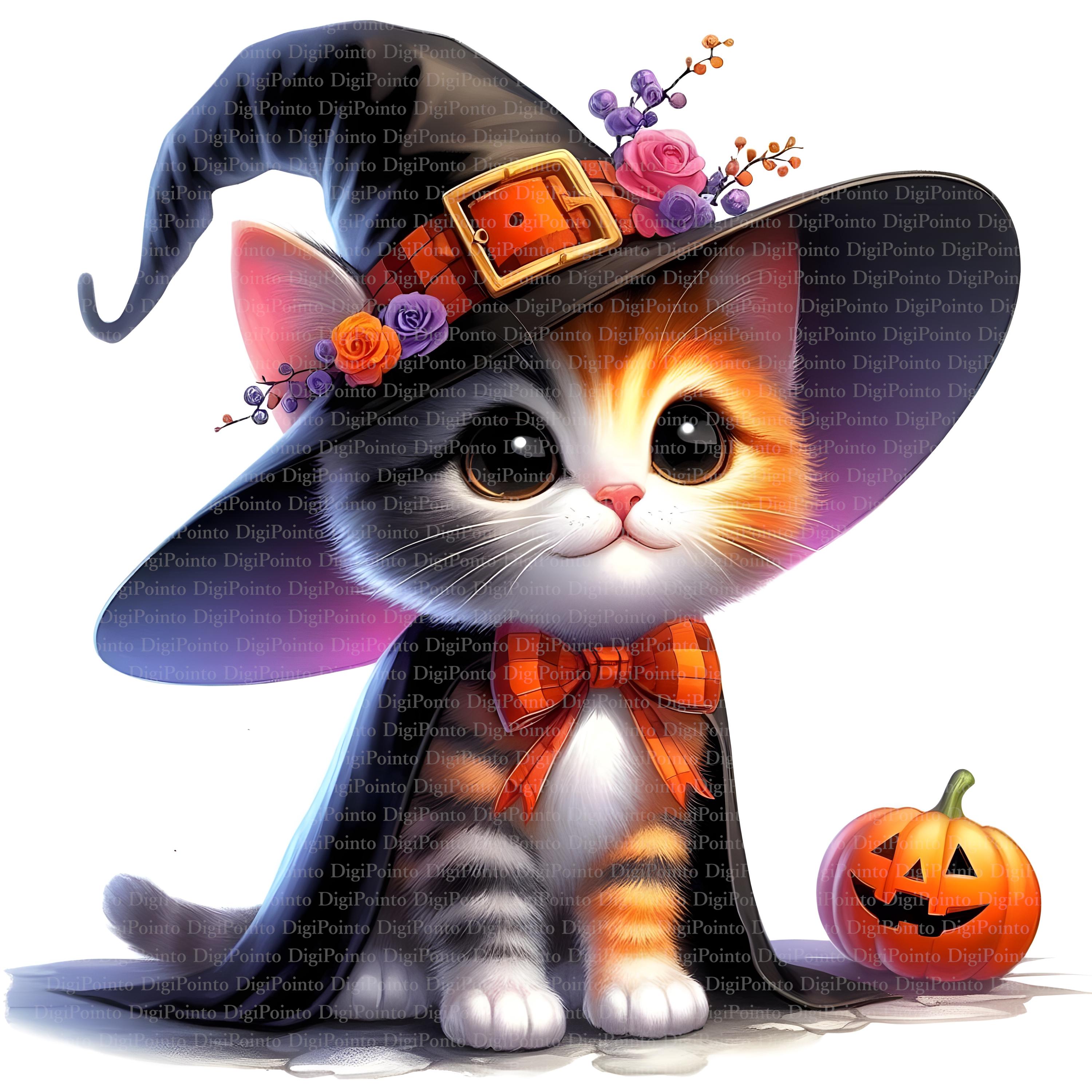 Cute Kitten Halloween Clipart, Digital Download, Jpgs Files, Instant ...