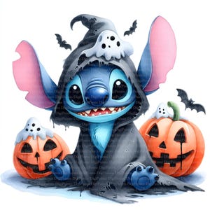 Happy Halloween Stitch, Digitaler Download, ohne Hintergrund, Transparente PNG, sofortiger Download, Druckvorlage