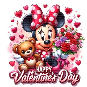 Minnie Maus Happy Valenites Day Clipart, Digitaler Download, JPGs Dateien, sofortiger Download, Druckvorlage