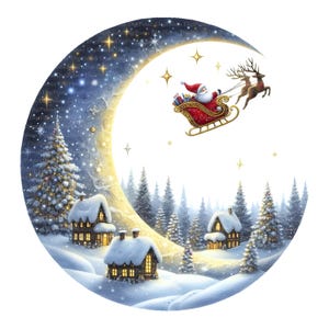 7 Mondsichel mit verschiedenen Weihnachtsmotiven Clipart, Digitaler Download, JPGs Dateien, sofortiger Download, Druckvorlage