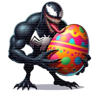 Venom mit großem Osterei, Digitaler Download, ohne Hintergrund, Transparente PNG, sofortiger Download, Druckvorlage