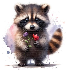 4 Niedlicher Waschbär, Digitaler Download, ohne Hintergrund, Transparente PNG, sofortiger Download, Druckvorlage