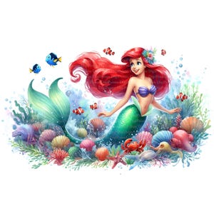 Ariel Coral Reef Clipart, Digitale Download, JPGs-bestanden, instant download, printsjabloon
