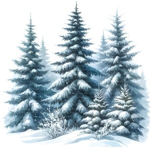 2 Tannen Winter Clipart, Digitaler Download, JPGs Dateien, sofortiger Download, Druckvorlage