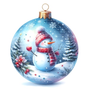 5 Christbaumschmuck Schneemann Weihnachten Clipart, Digitaler Download, JPGs Dateien, sofortiger Download, Druckvorlage