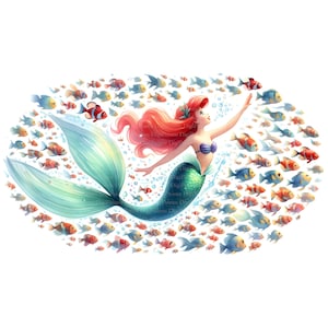 Ariel the Little Mermaid Clipart, Digital Download, JPGs Files, Instant Download, Printable