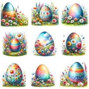 12 Bunte Ostereier Clipart, Digitaler Download, JPGs Dateien, sofortiger Download, Druckvorlage