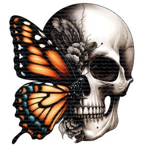 2Face Totenkopf Schmetterling, Digitaler Download, ohne Hintergrund, Transparente PNG, sofortiger Download, Druckvorlage