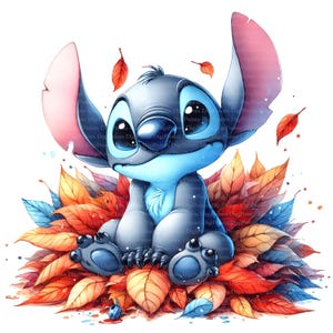 Cute Stitch Herbst, Digitaler Download, ohne Hintergrund, Transparente PNG, sofortiger Download, Druckvorlage