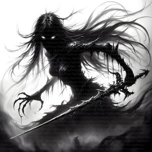 6 Finstere Gestalt Horror Wesen Clipart, Digitaler Download, JPGs Dateien, sofortiger Download, Druckvorlage