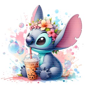 Stitch mit Bubbletee Clipart, Digitaler Download, JPGs Dateien, sofortiger Download, Druckvorlage