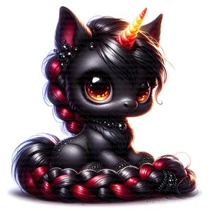 Schwarzes Einhorn Clipart, Digitaler Download, JPGs Dateien, sofortiger Download, Druckvorlage