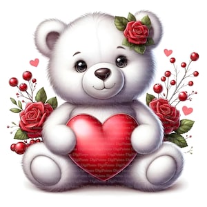 2 Teddy mit Herz Clipart, Digitaler Download, JPGs Dateien, sofortiger Download, Druckvorlage