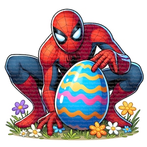 Spidey mit Osterei, Digitaler Download, ohne Hintergrund, Transparente PNG, sofortiger Download, Druckvorlage