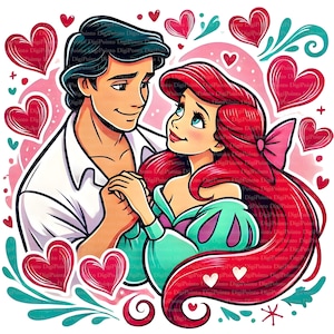Arielle & Eric Love Clipart, Digitaler Download, JPGs Dateien, sofortiger Download, Druckvorlage