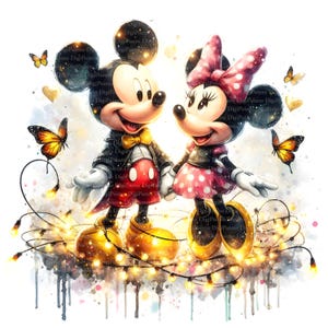 Mickey & Minnie Maus Lichterketten Clipart, Digitaler Download, JPGs Dateien, sofortiger Download, Druckvorlage