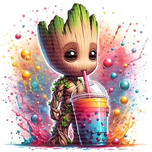 Baby Groot Bubble Tee, Clipart, Digitaler Download, JPGs Dateien, sofortiger Download, Druckvorlage