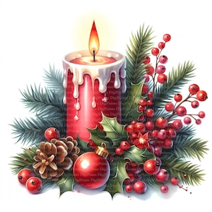 7 Adventskerze Weihnachten Clipart, Digitaler Download, JPGs Dateien, sofortiger Download, Druckvorlage