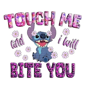 Touch me  and i will bite you Stitch, Digitaler Download, ohne Hintergrund, Transparente PNG, sofortiger Download, Druckvorlage