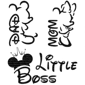3 Mickey et Minnie Mouse, Maman, Papa, Petit Chef, Téléchargement numérique, Sans arrière-plan, PNG transparent, Téléchargement instantané, Imprimable