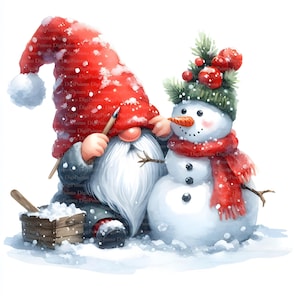 3 Weihnachtszwerg Schneemann Clipart, Digitaler Download, JPGs Dateien, sofortiger Download, Druckvorlage