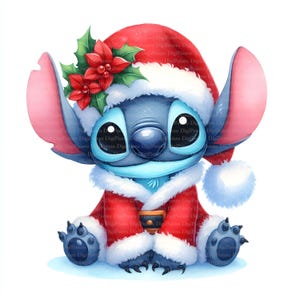 Stitch Weihnachtsbild, Digitaler Download, ohne Hintergrund, Transparente PNG, sofortiger Download, Druckvorlage