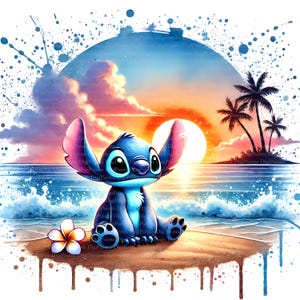 Beachfeeling mit Stitch Clipart, Digitaler Download, JPGs Dateien, sofortiger Download, Druckvorlage