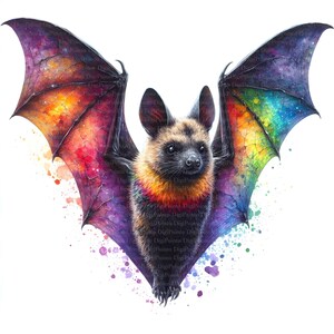 Fledermaus Bunt, Digitaler Download, ohne Hintergrund, Transparente PNG, sofortiger Download, Druckvorlage