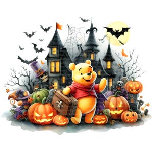 Winnie Puuh Geisterhaus Halloween, Digitaler Download, ohne Hintergrund, Transparente PNG, sofortiger Download, Druckvorlage