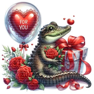 2 For You Crocodile Love Clipart, Descarga digital, archivos JPG, descarga instantánea, plantilla de impresión