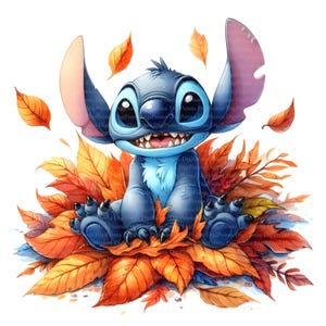 Happy Stitch Herbst, Digitaler Download, ohne Hintergrund, Transparente PNG, sofortiger Download, Druckvorlage