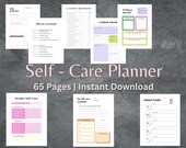 Self-care planner, wellness journal, digital printable, self-care checklist, gratitude log, mood tracker, health, PDF planner