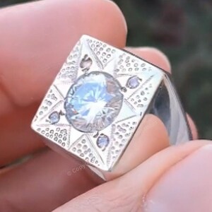 Real moissanite Ring High Quality Mens Moissanite Gemstone Ring 925 Sterling Silver Precious Moissanite Ring