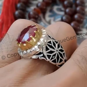 Exquisite African Yaqoot Ruby Ring Original Pink Ruby Yaqoot Ring For Men Ruby Gemstone in 925 Sterling Silver