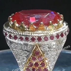 Genuine Red Ruby Gemstone Ring Original Yaqoot Ruby Gemstone Mens Ring Sterling Silver 925 Beautiful Red Yaqoot Ring For Men