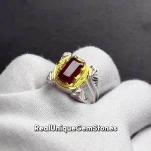 Original Red Ruby Yaqoot Ring Beautiful Yaqoot Ruby Gemstone Ring Unique Design In Sterling 925 Silver Ruby Ring For Men