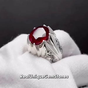 Mens Red Ruby Yaqoot Ring Beautiful Yaqoot Ruby Gemstone Ring Handcrafted Sterling 925 Silver Ruby Ring For Men