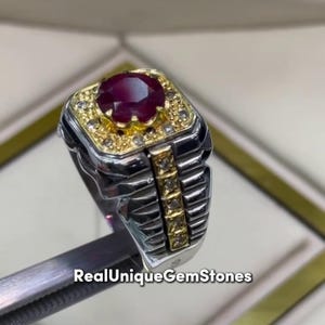 Original African Red Ruby Yaqoot Ring Top Notch Yaqoot Ruby Gemstone Ring Sterling 925 Silver Ruby Ring For Men