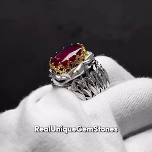 Mens Red Ruby Yaqoot Ring Original Yaqoot Ruby Ring Beautiful Ruby Gemstone Ring Sterling Silver 925 Ring For Men